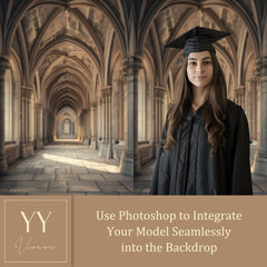 22 Graduation Hallway Digital Backdrops Sets for High School College Grad Photography Soft Focus