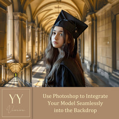 22 Graduation Hallway Digital Backdrops Sets for High School College Grad Photography Soft Focus