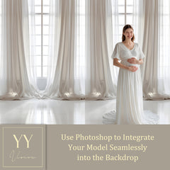 40 White Curtain White Room Digital Backdrops Sets for Maternity Wedding Photography Fine Arts Studio Photoshop Background