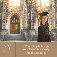 33 Graduation Front Door Entrance Digital Backdrops Sets for High School College Grad Photography Soft Focus