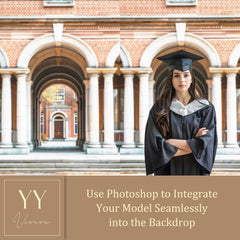 33 Graduation Front Door Entrance Digital Backdrops Sets for High School College Grad Photography Soft Focus