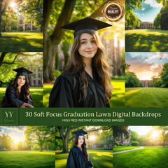 30 Graduierung Garten digitale Hintergründe Sets für High School College Grad Fotografie Soft Focus