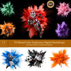 70 Mixed Color Explosion Portrait Background Digital Backdrops Sets for Actions Sports School Photography