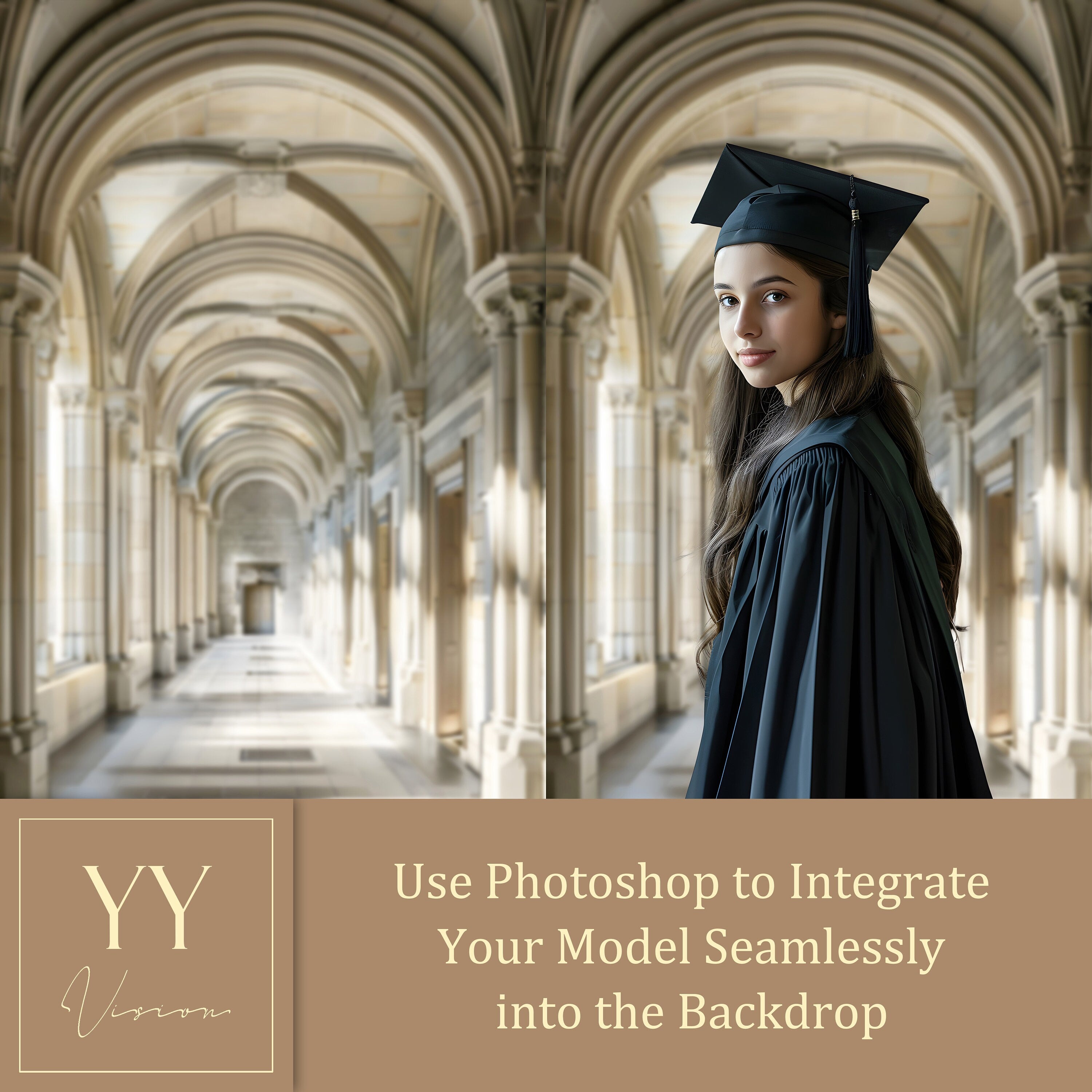 22 ensembles de toiles de fond numériques pour couloirs de remise de diplômes pour la photographie de fin d'études secondaires et universitaires Soft Focus