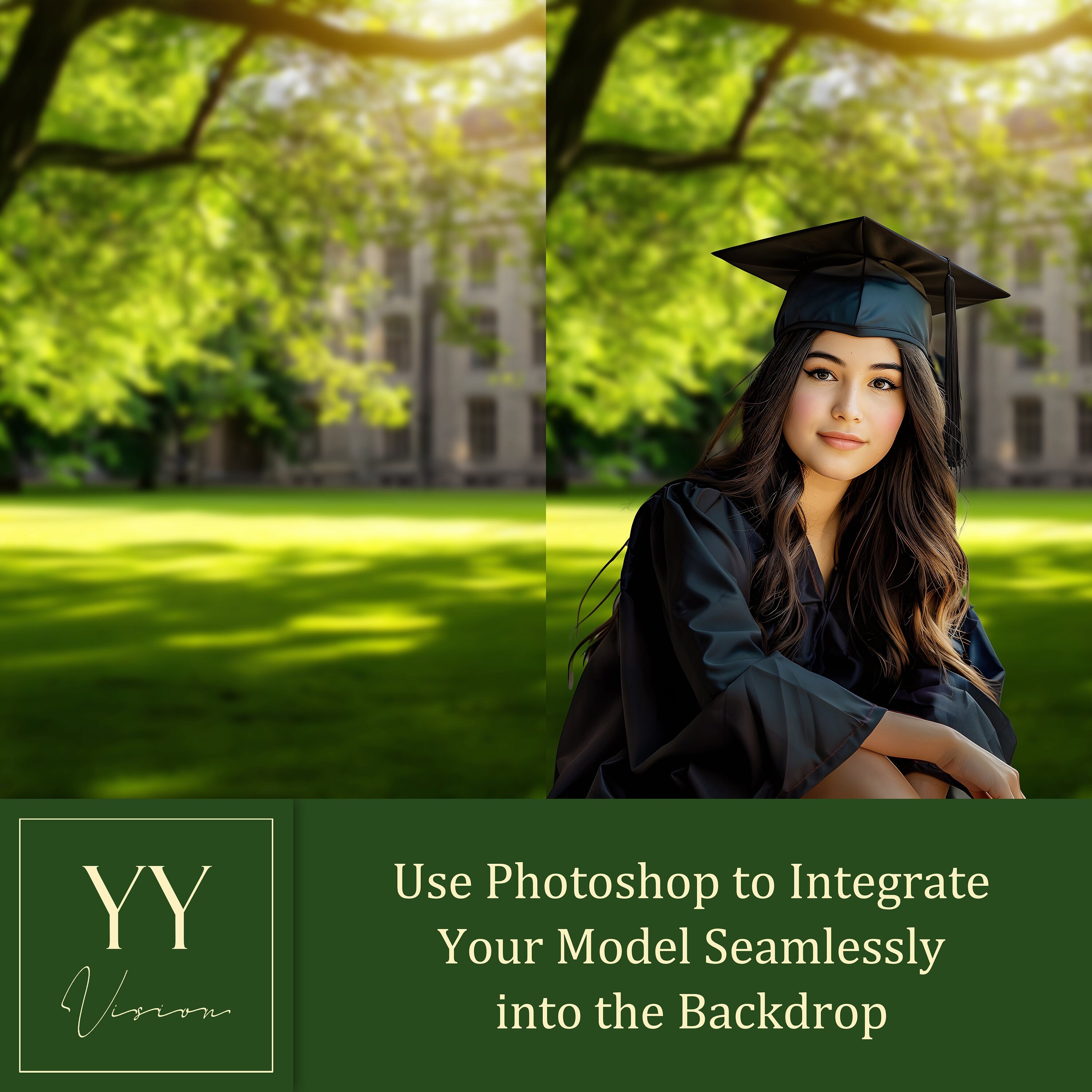 30 Graduation Garden Digital Backdrops Sets for High School College Grad Photography Soft Focus