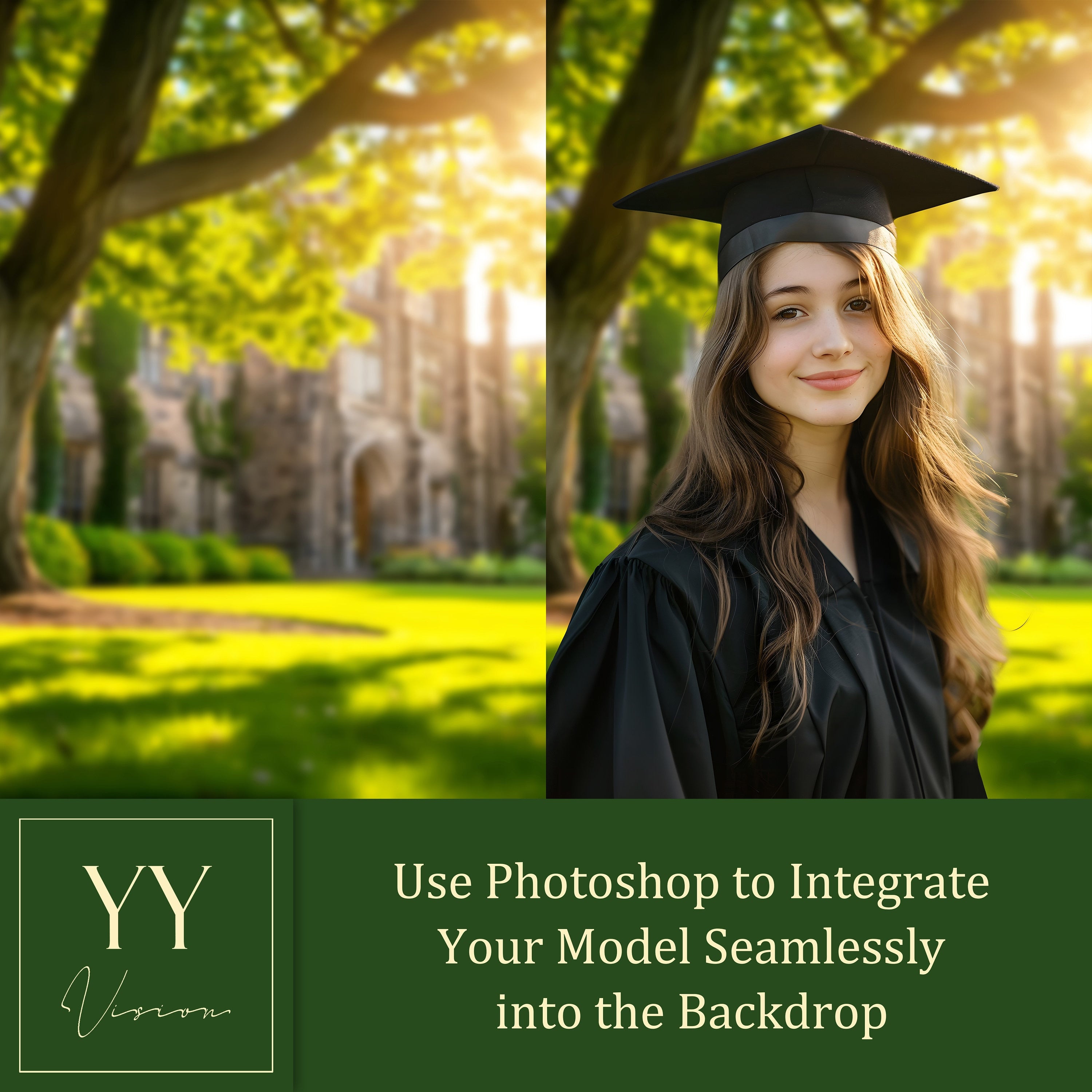 30 Graduation Garden Digital Backdrops Sets for High School College Grad Photography Soft Focus