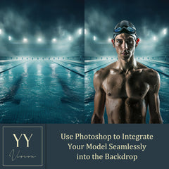 22 Swimming Pool Digital Backdrops Sets for Sports School Photography Background Portrait Photoshop Editing