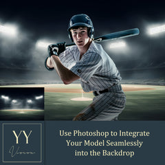 22 Baseball Field Night Digital Backdrops Sets for Sports School Photography Background Portrait Photoshop Editing