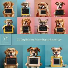 22 Hunde tragen Brillen mit Rahmen Digitale Hintergründe Sets für Haustier Geschenk Familie Kind Fotografie Fine Arts Hintergrund