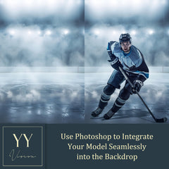 30 Hockey Stadium Fog Digital Backdrops Sets for Sports School Photography Background Portrait Photoshop Editing