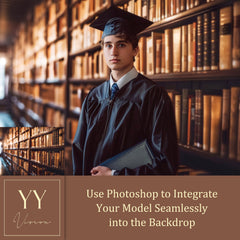 40 Soft Focus Graduation Library Digital Backdrops Sets for University College Graduation Yearbook Photography