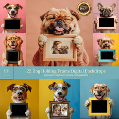 22 Hunde tragen Brillen mit Rahmen Digitale Hintergründe Sets für Haustier Geschenk Familie Kind Fotografie Fine Arts Hintergrund