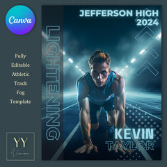 Athletic Track Stadium Light Fog Canva Template with 3 Background Options & Tutorial for Sport Posters Background Editable Design Text Color