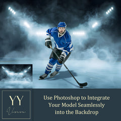 30 Hockey Stadium Fog Digital Backdrops Sets for Sports School Photography Background Portrait Photoshop Editing