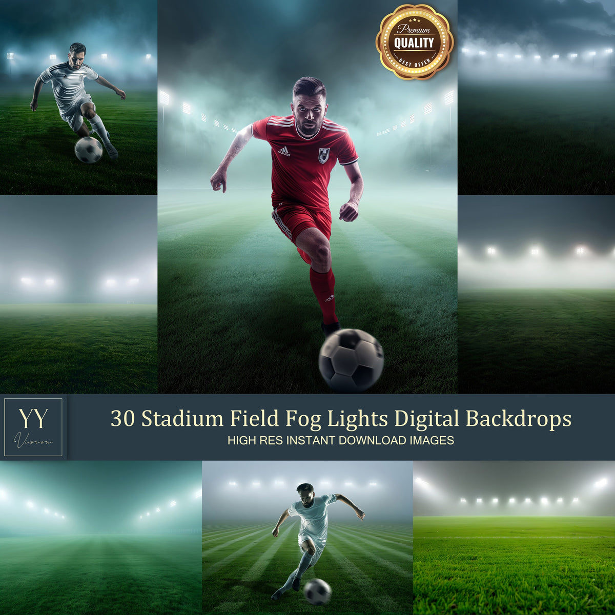 30 Grass Field Lights Digital Backdrops Sets for Sports School Photography Background Portrait Photoshop Editing