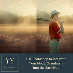 33 Morning Baseball Field Digital Backdrops Sets for Sports School Holiday Photography Background Portrait Photoshop Editing