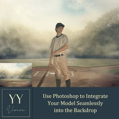 33 Morning Baseball Field Digital Backdrops Sets for Sports School Holiday Photography Background Portrait Photoshop Editing