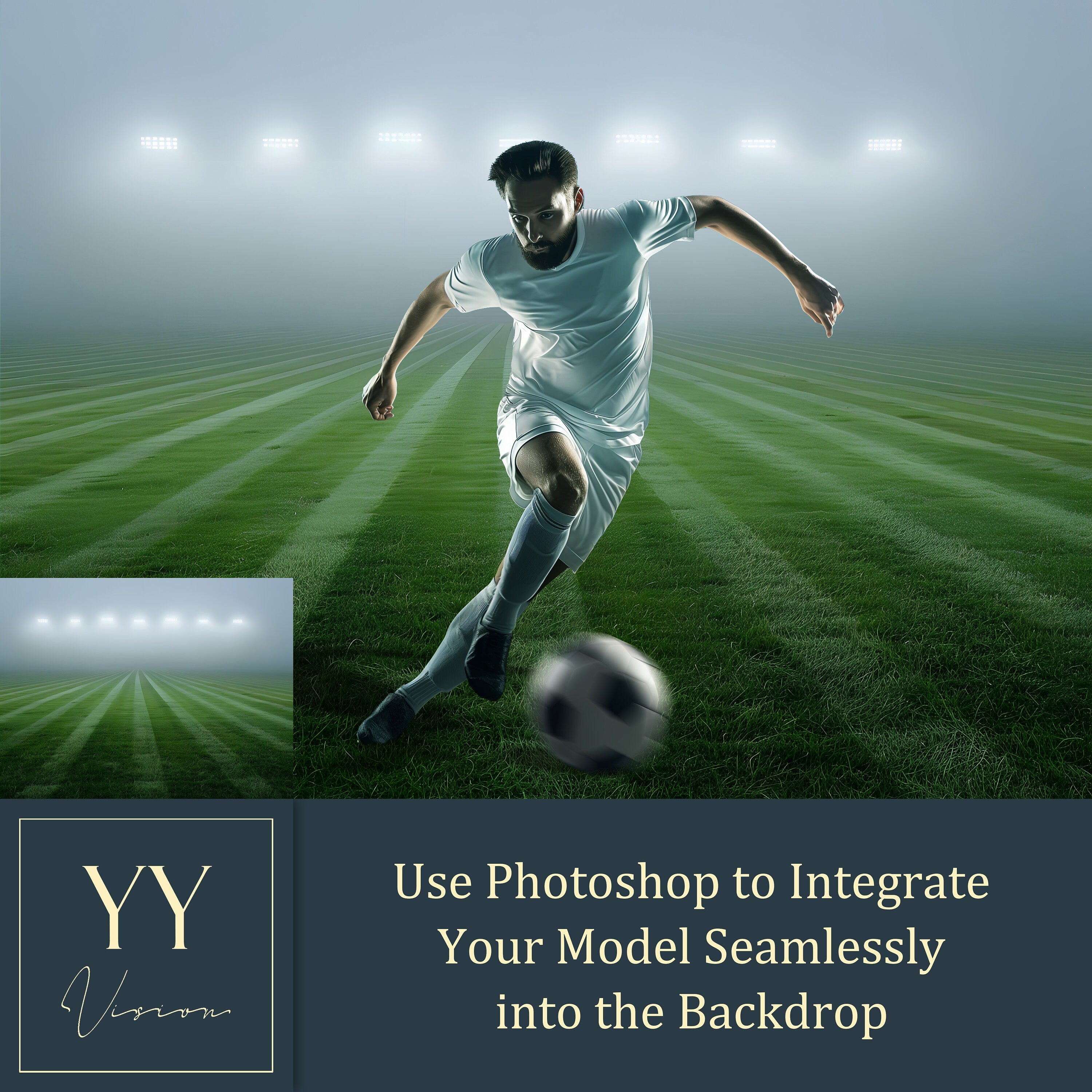 30 Grass Field Lights Digital Backdrops Sets for Sports School Photography Background Portrait Photoshop Editing