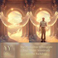 20 Heaven Arch Wings Digital Backdrops Sets for In Loving Memory Heavenly Memorial Background