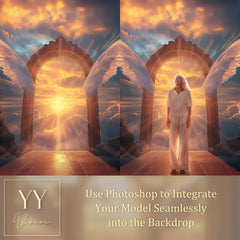 20 Heaven Arch Wings Digital Backdrops Sets for In Loving Memory Heavenly Memorial Background