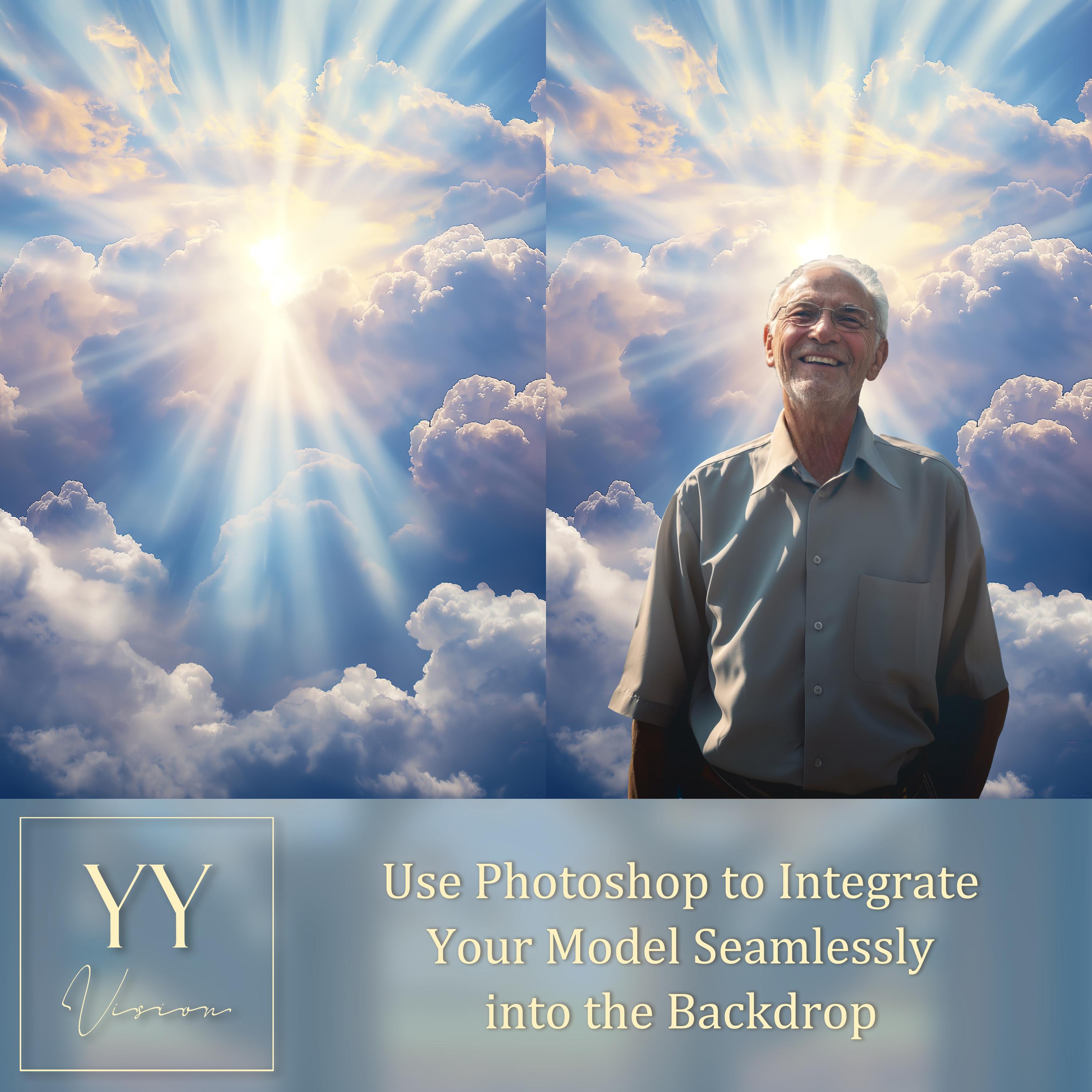 28 Heaven Sky Digital Backdrops Sets for In Loving Memory Heavenly Memorial Background Backdrop