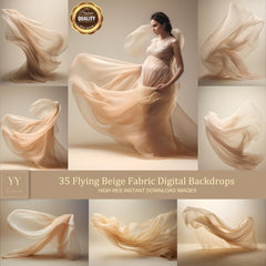 35 Beige fliegende Seide Stoff digitale Hintergründe Sets für Schwangerschaft Fotografie Fine Arts Hochzeit Studio Photoshop