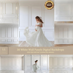 30 White Panel Wall Digital Backdrops Sets for Wedding Maternity Studio Photography Digital Backdrops Photoshop Background