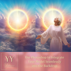 20 Rainbow Halo Digital Backdrops Sets for In Loving Memory Heavenly Memorial Background Photoshop Canva Editing